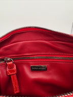 Giorgio Armani Bag Vintage Genuine Crocodile Leather Red Top Handle Handbag