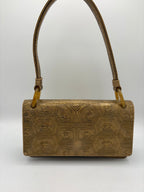 Prada Vintage Shoulder Bag Tartaruga Mordo Beige & Gold Tortoiseshell Embossing