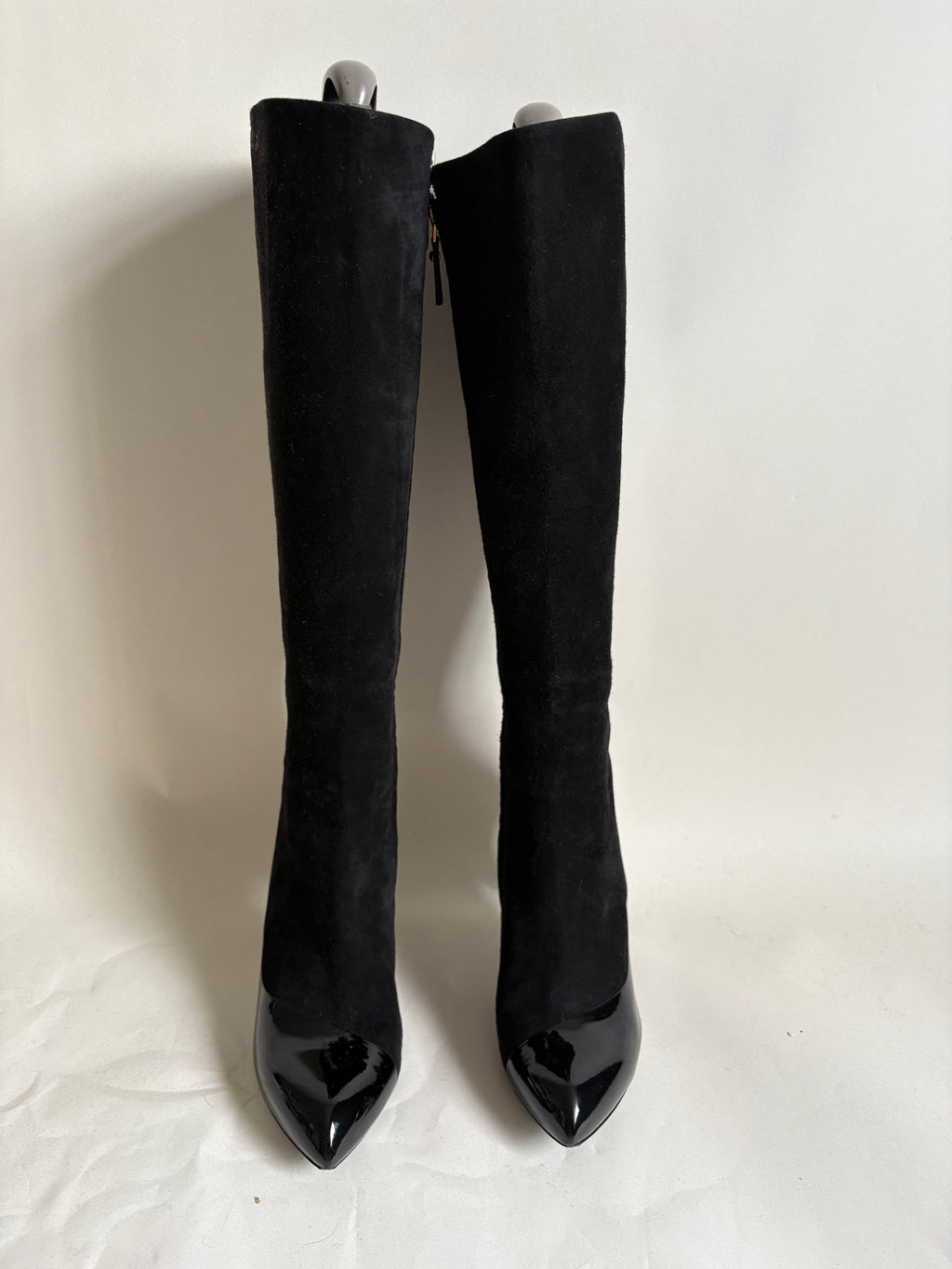 Louis Vuitton Black Suede and Patent Leather Knee-High Boots
