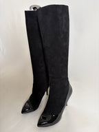 Louis Vuitton Black Suede and Patent Leather Knee-High Boots