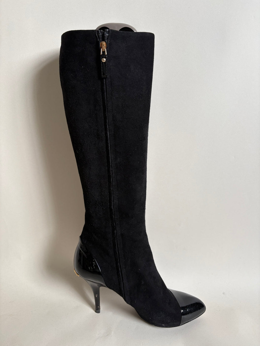 Louis Vuitton Black Suede and Patent Leather Knee-High Boots