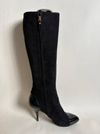 Louis Vuitton Black Suede and Patent Leather Knee-High Boots
