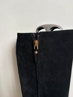 Louis Vuitton Black Suede and Patent Leather Knee-High Boots