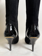 Louis Vuitton Black Suede and Patent Leather Knee-High Boots