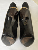 Louis Vuitton Black Suede and Patent Leather Knee-High Boots
