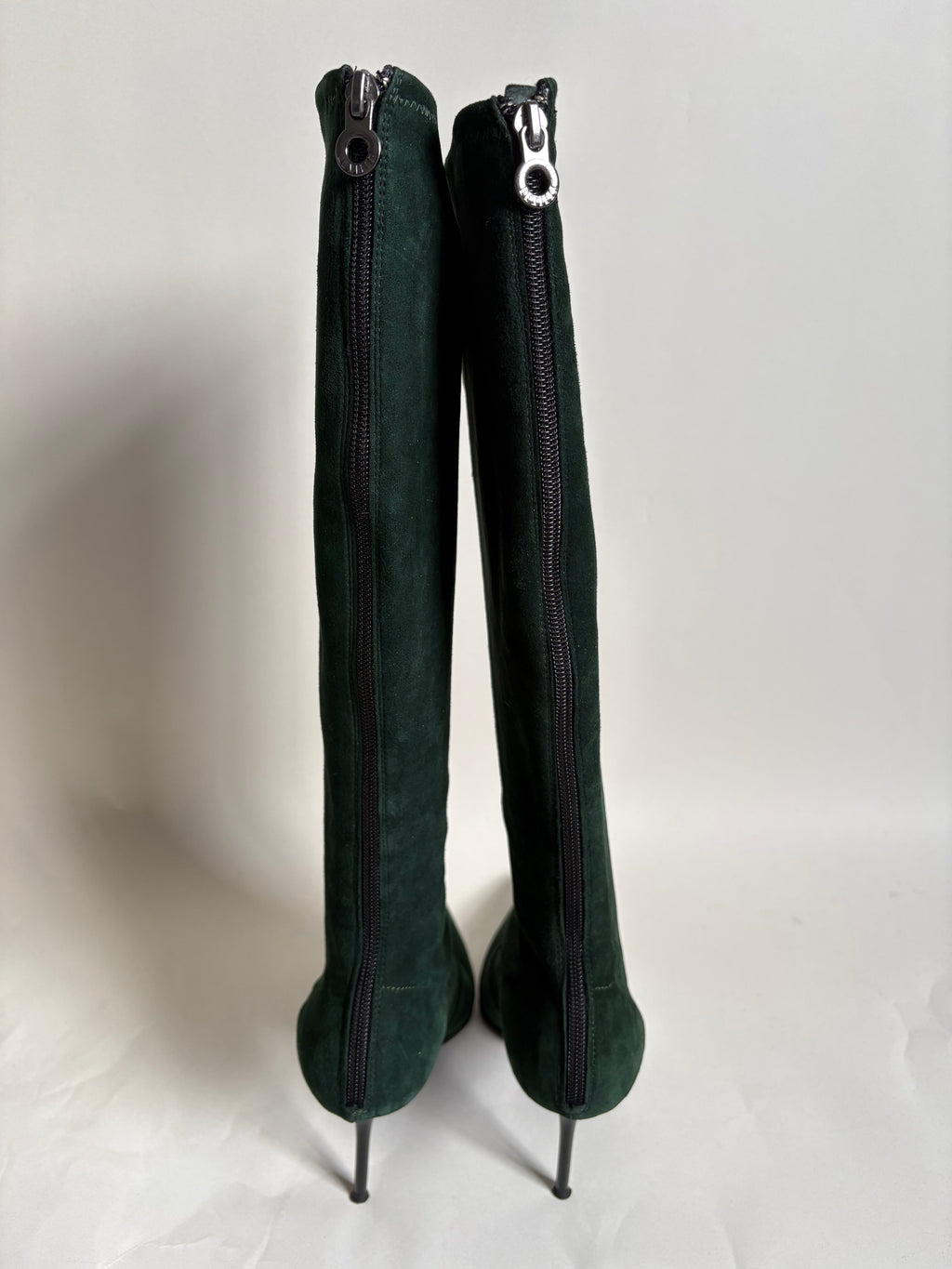 Le Silla Bottle Green Suede Pointed Toe Knee-High Stiletto Boots