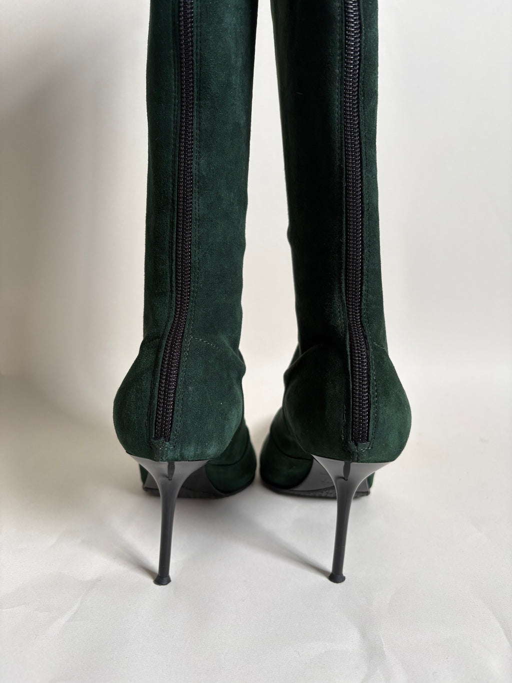 Le Silla Bottle Green Suede Pointed Toe Knee-High Stiletto Boots