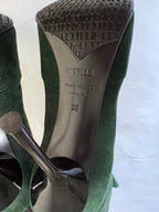Le Silla Bottle Green Suede Pointed Toe Knee-High Stiletto Boots