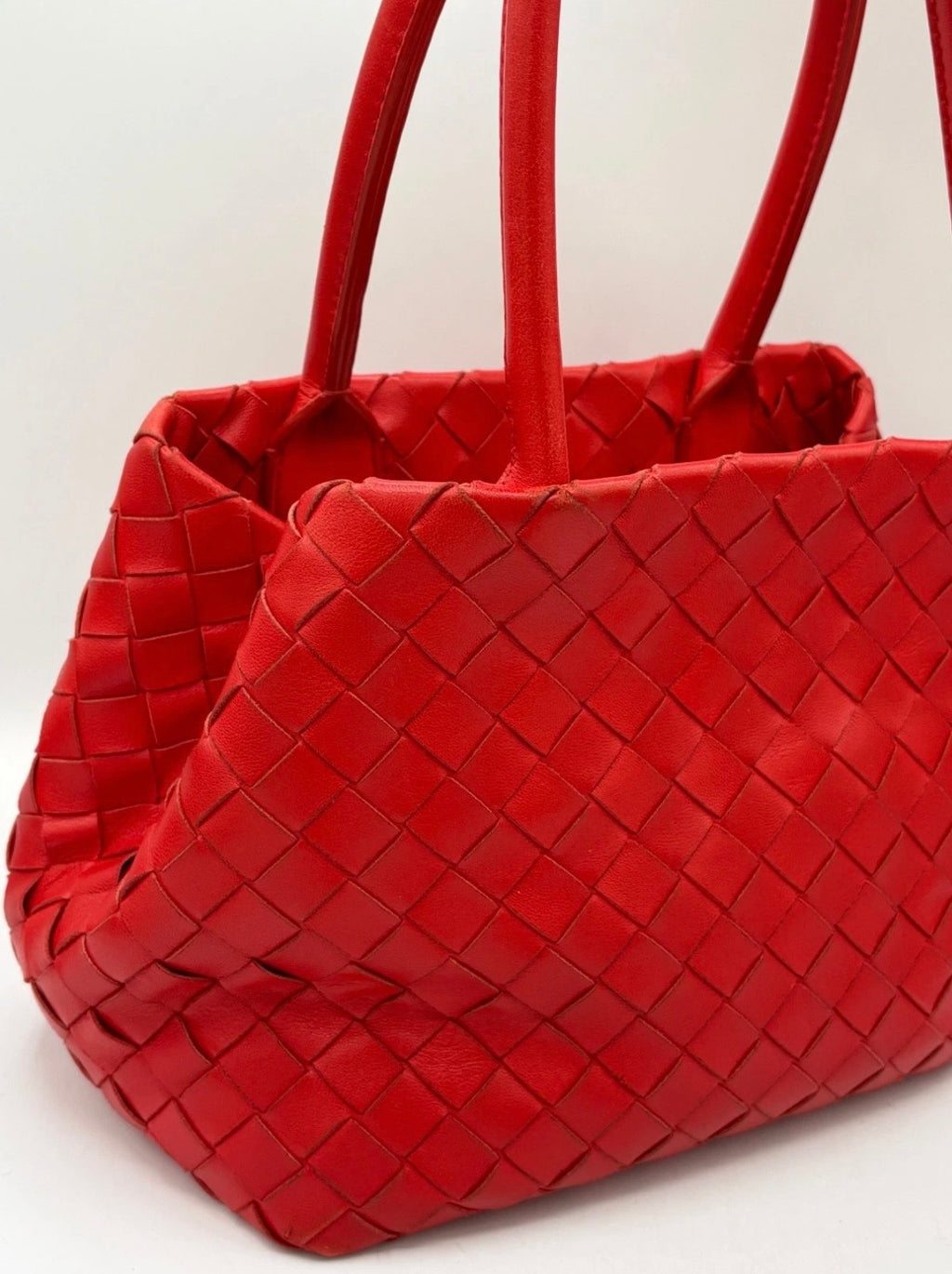 Bottega Veneta Intrecciato Red Tote Bag