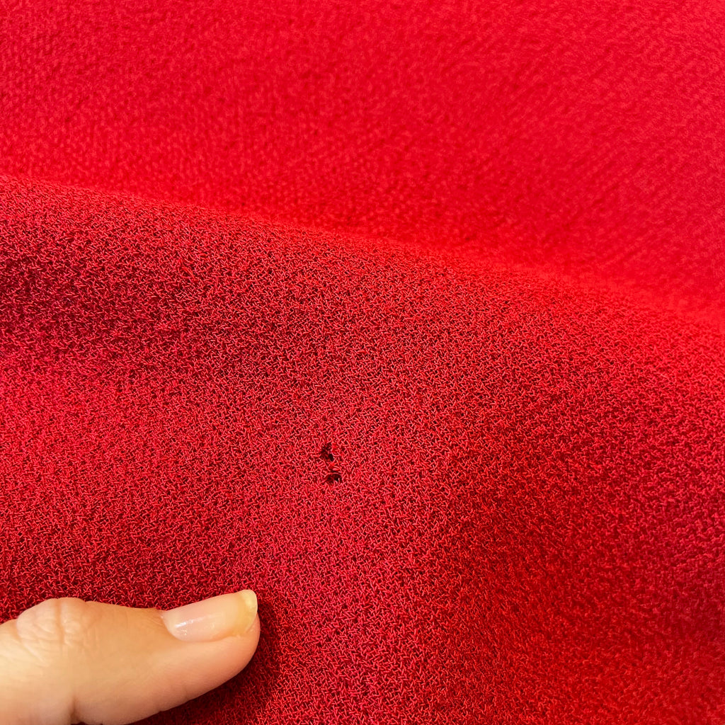 Oscar De La Renta US4 UK8 Vintage Dress Red Ruffled Wool Silk Tie Waist Poplin