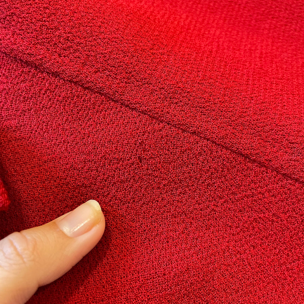 Oscar De La Renta US4 UK8 Vintage Dress Red Ruffled Wool Silk Tie Waist Poplin