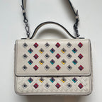Bottega Veneta Alumna White Intrecciato Nappa Leather Embroidered Shoulder Bag