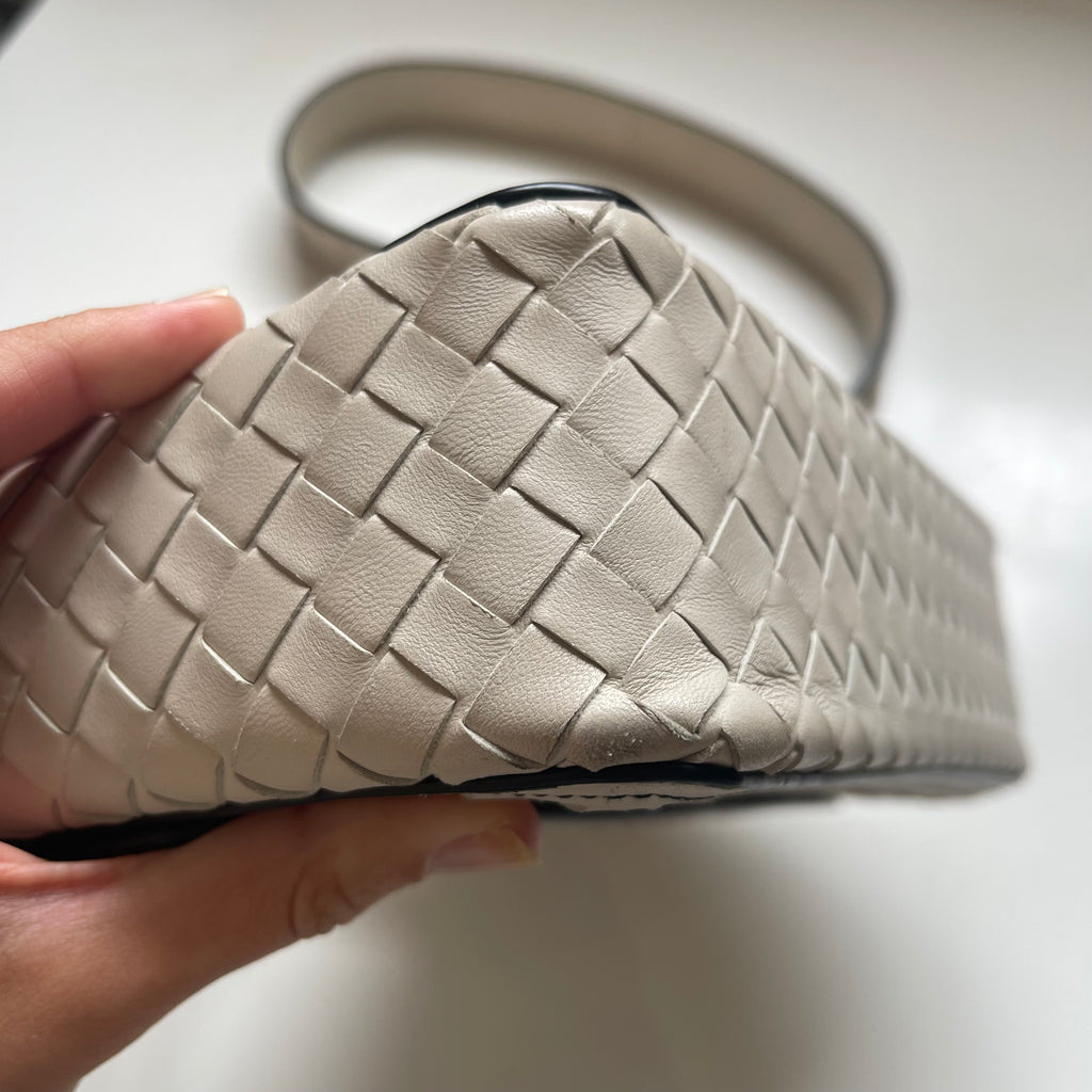 Bottega Veneta Alumna White Intrecciato Nappa Leather Embroidered Shoulder Bag