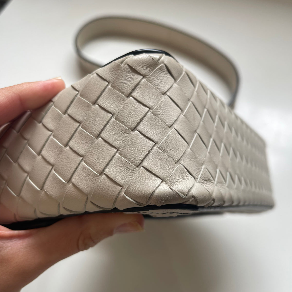 Bottega Veneta Alumna White Intrecciato Nappa Leather Embroidered Shoulder Bag
