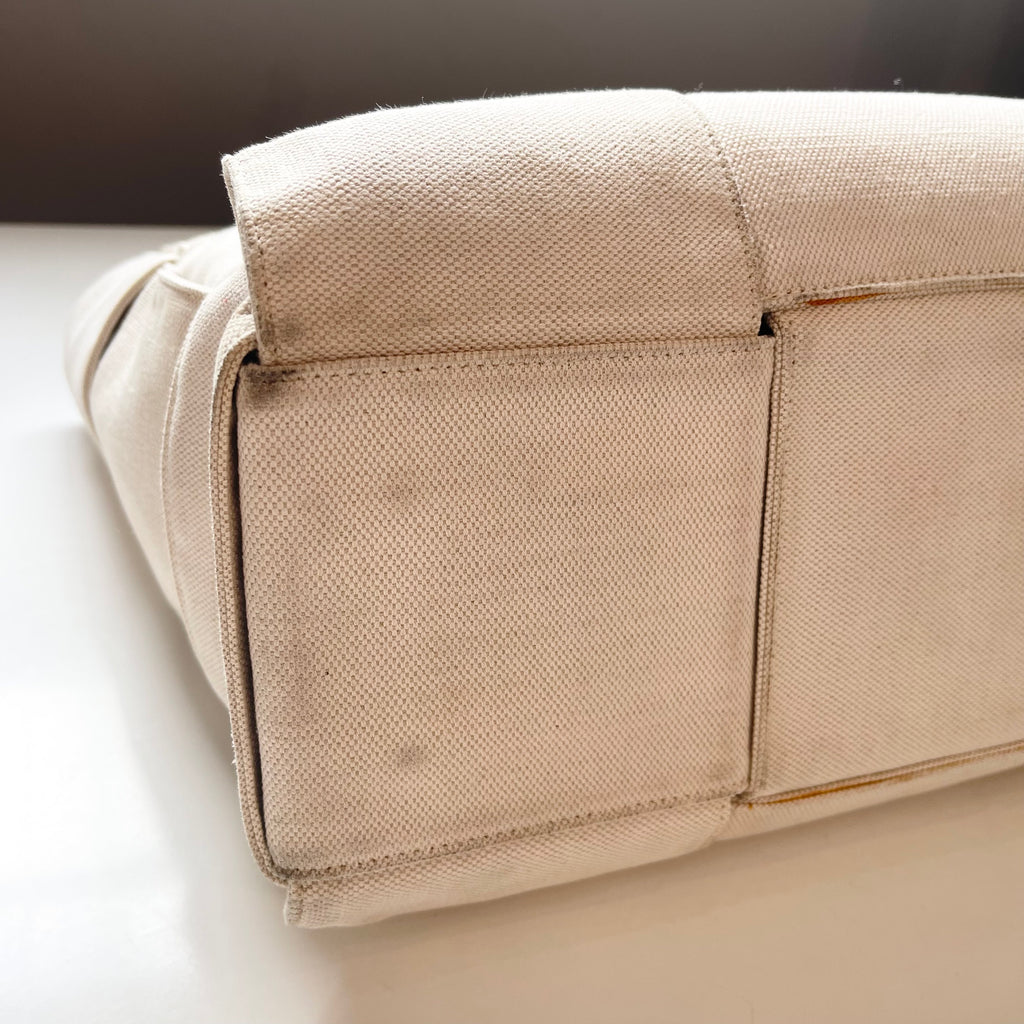 Bottega Veneta Large Arco Cream Tote Bag Maxi Intrecciato Cream Canvas