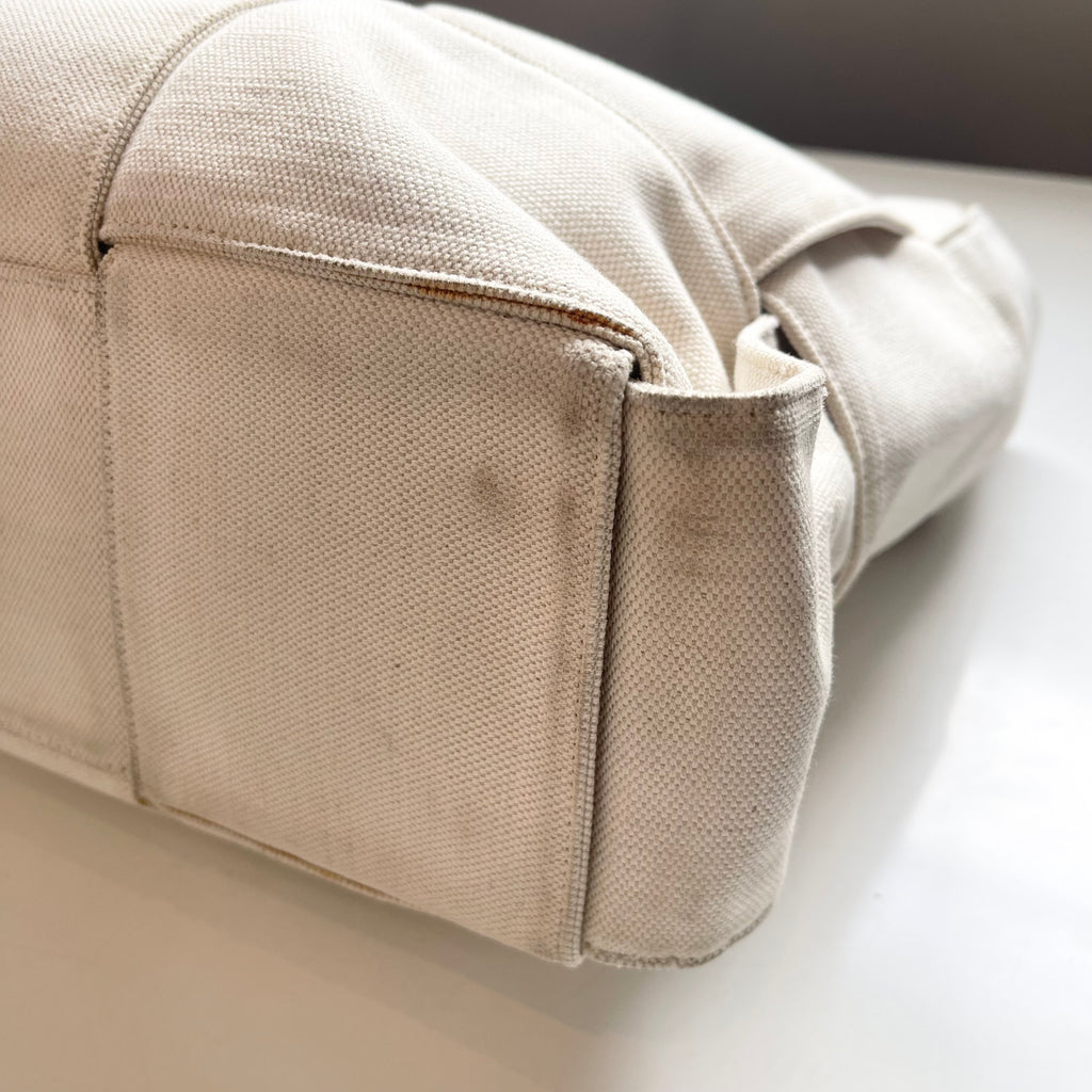 Bottega Veneta Large Arco Cream Tote Bag Maxi Intrecciato Cream Canvas