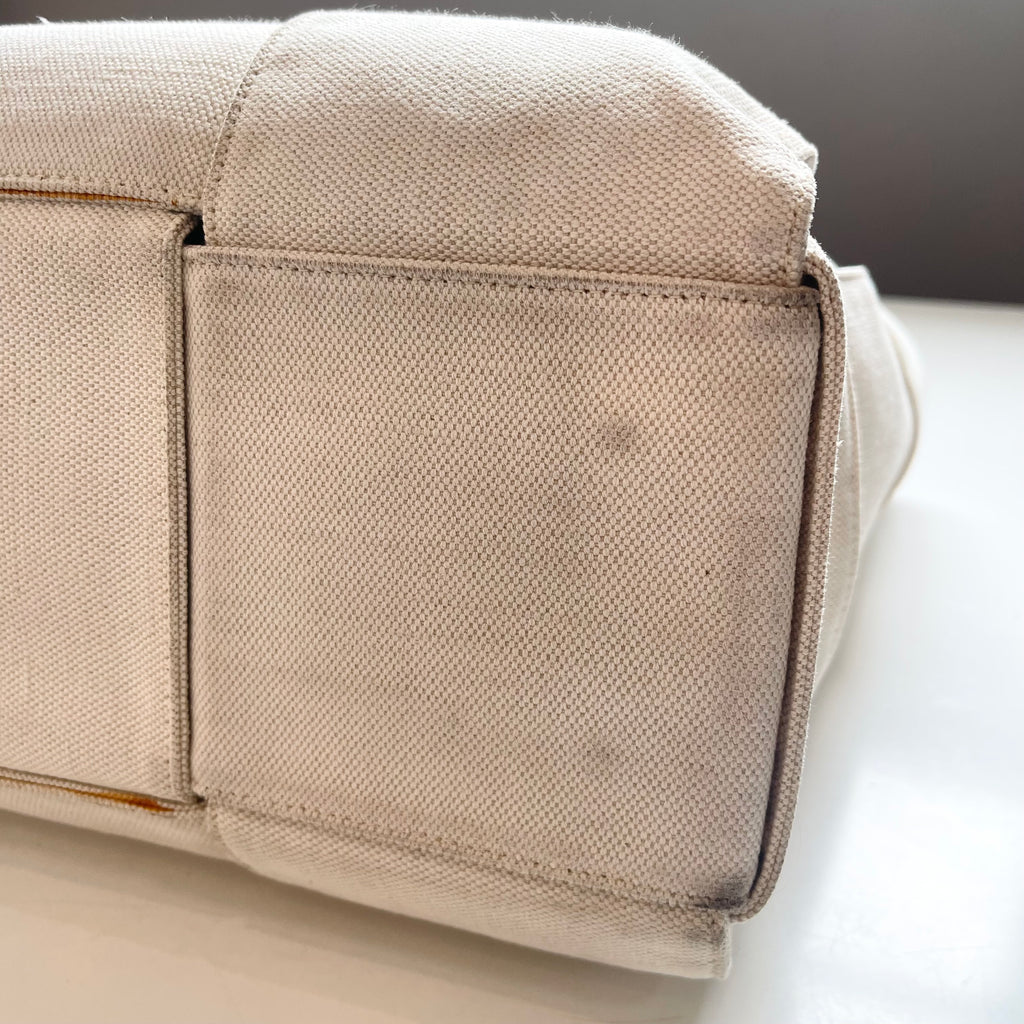 Bottega Veneta Large Arco Cream Tote Bag Maxi Intrecciato Cream Canvas