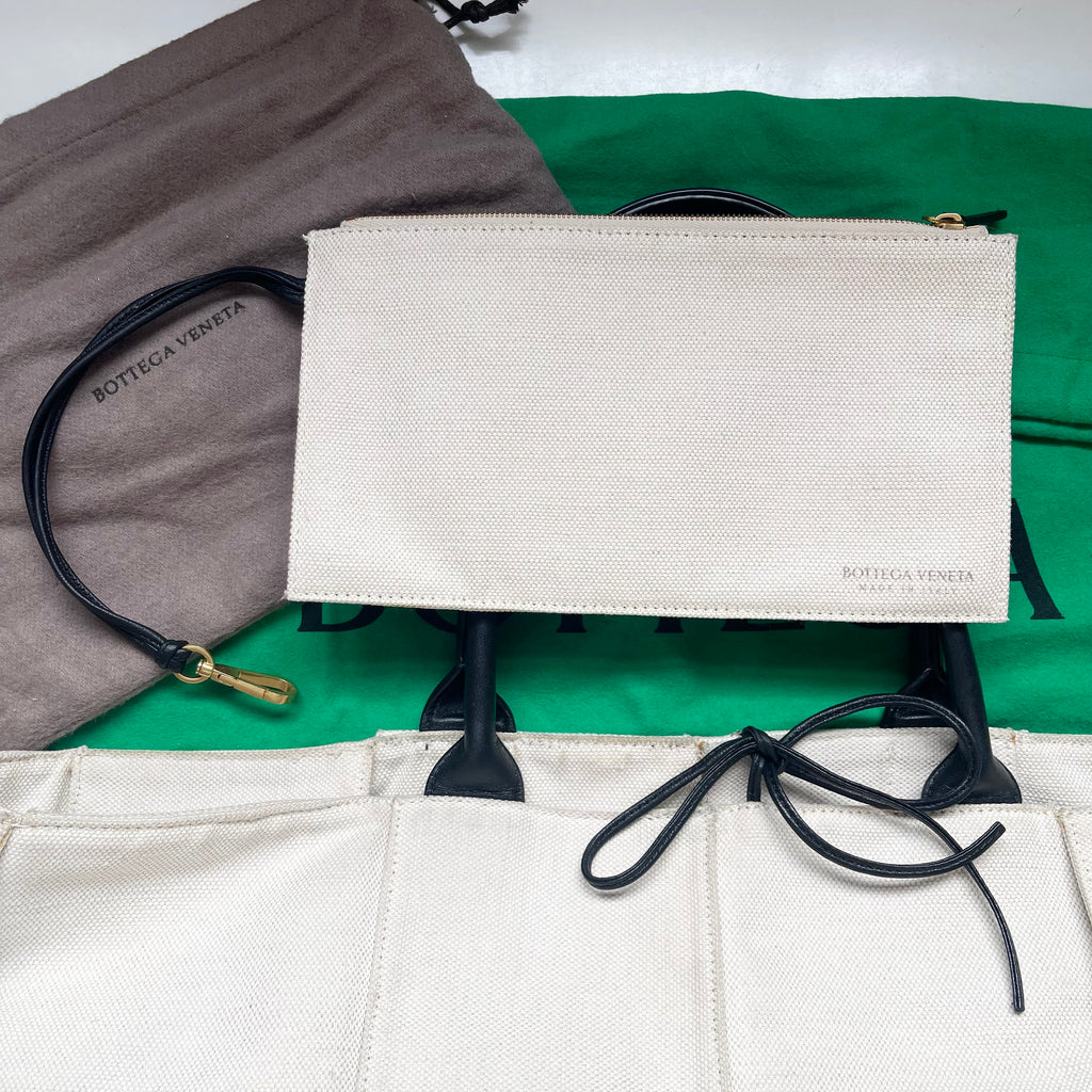 Bottega Veneta Large Arco Cream Tote Bag Maxi Intrecciato Cream Canvas