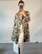 Marni IT38 UK6 Jacket Brown Grey Autumnal Leaf Print Lightweight Tailored