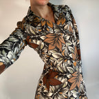 Marni IT38 UK6 Jacket Brown Grey Autumnal Leaf Print Lightweight Tailored