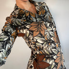 Marni IT38 UK6 Jacket Brown Grey Autumnal Leaf Print Lightweight Tailored