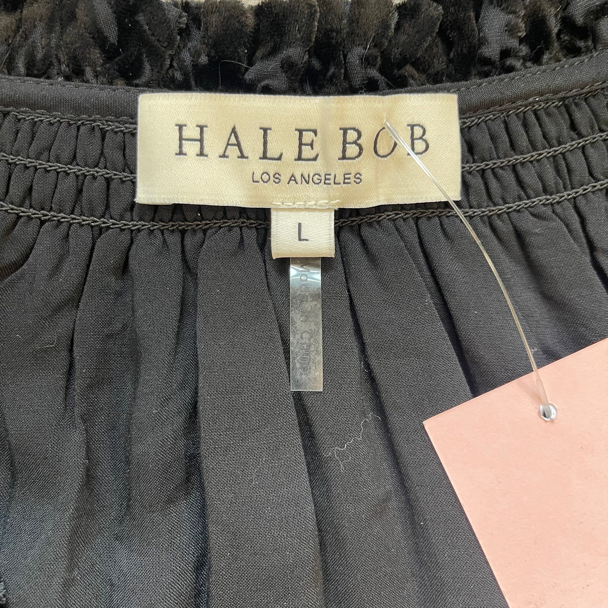 Hale Bob UK L Dress Silk Blend Black Velvet Floral Side Slit Maxi V Neck Frilled