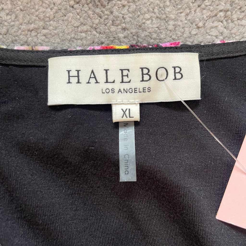 Hale Bob UK XL Dress Silk Blend Purple Velvet Floral Slit Maxi V Neck