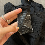 PRADA IT42 UK10 Vintage Dress Black Cotton Broderie Anglaise Pleated Skirt