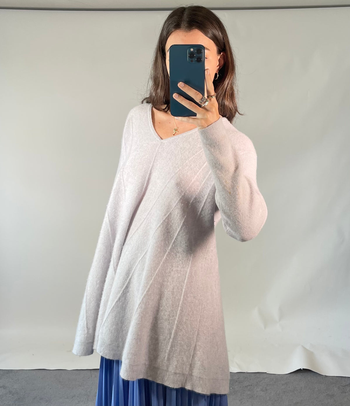 Cashmere & Cotton Jumper UK S/M Grey Cashmere