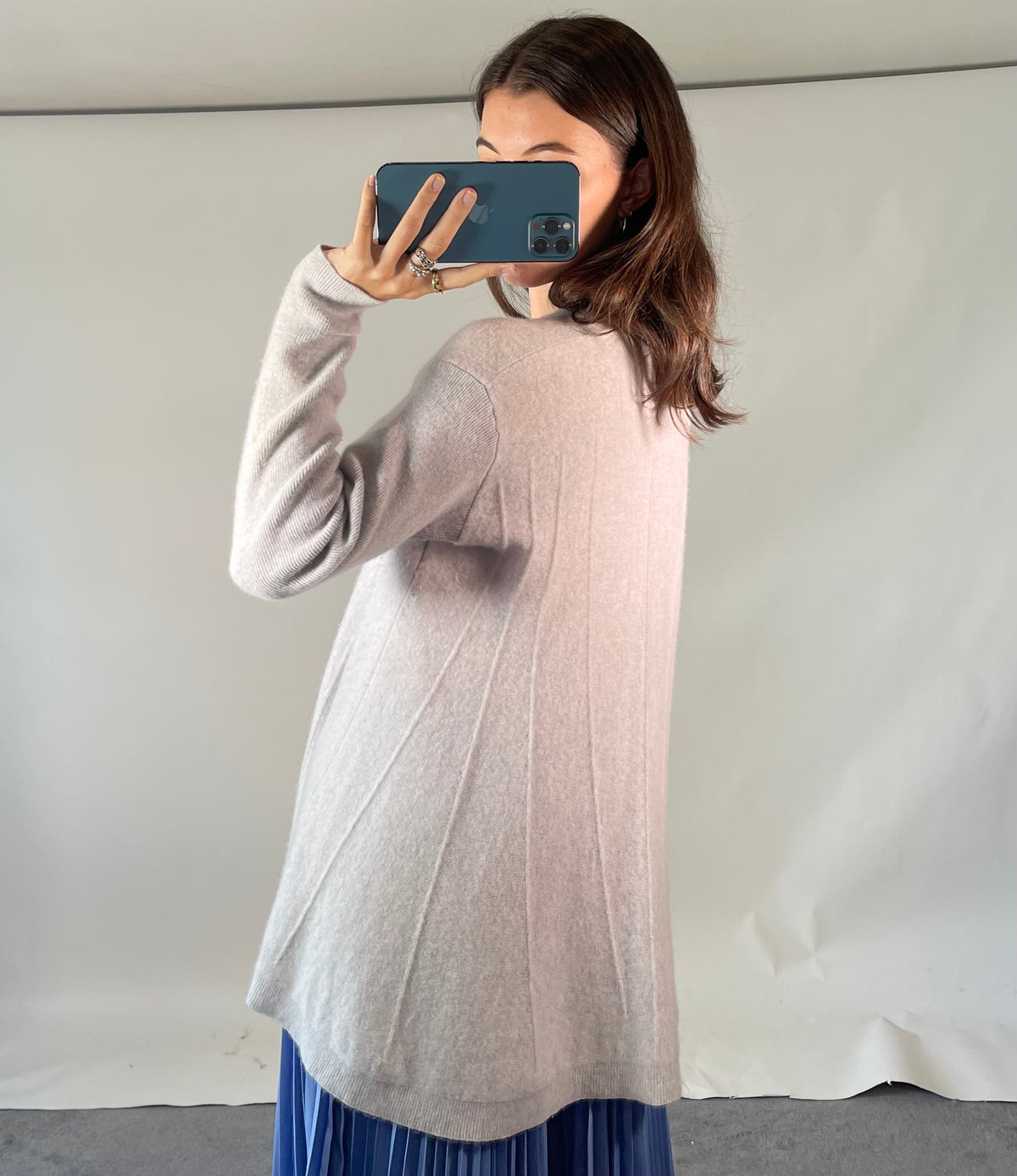 Cashmere & Cotton Jumper UK S/M Grey Cashmere