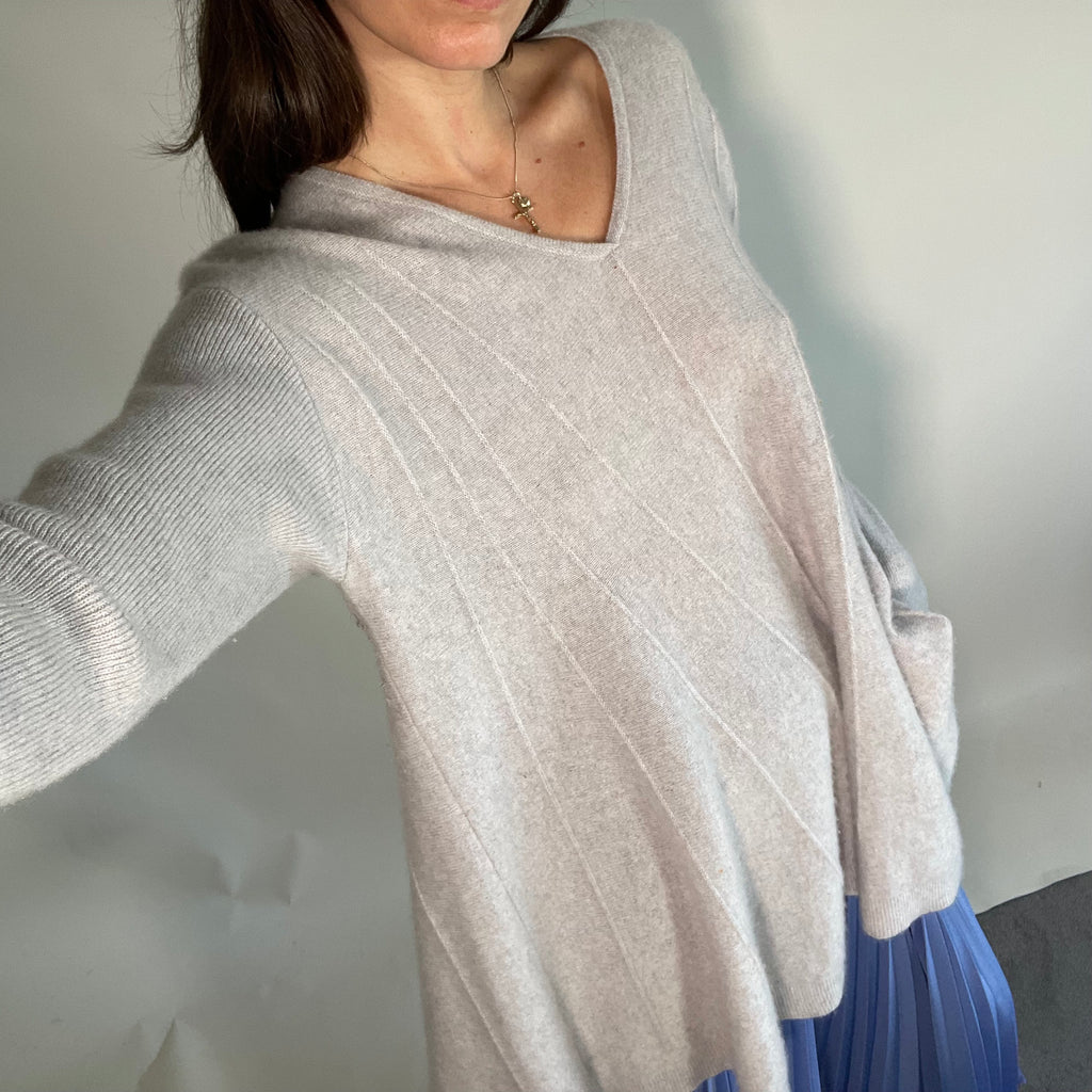 Cashmere & Cotton Jumper UK S/M Grey Cashmere