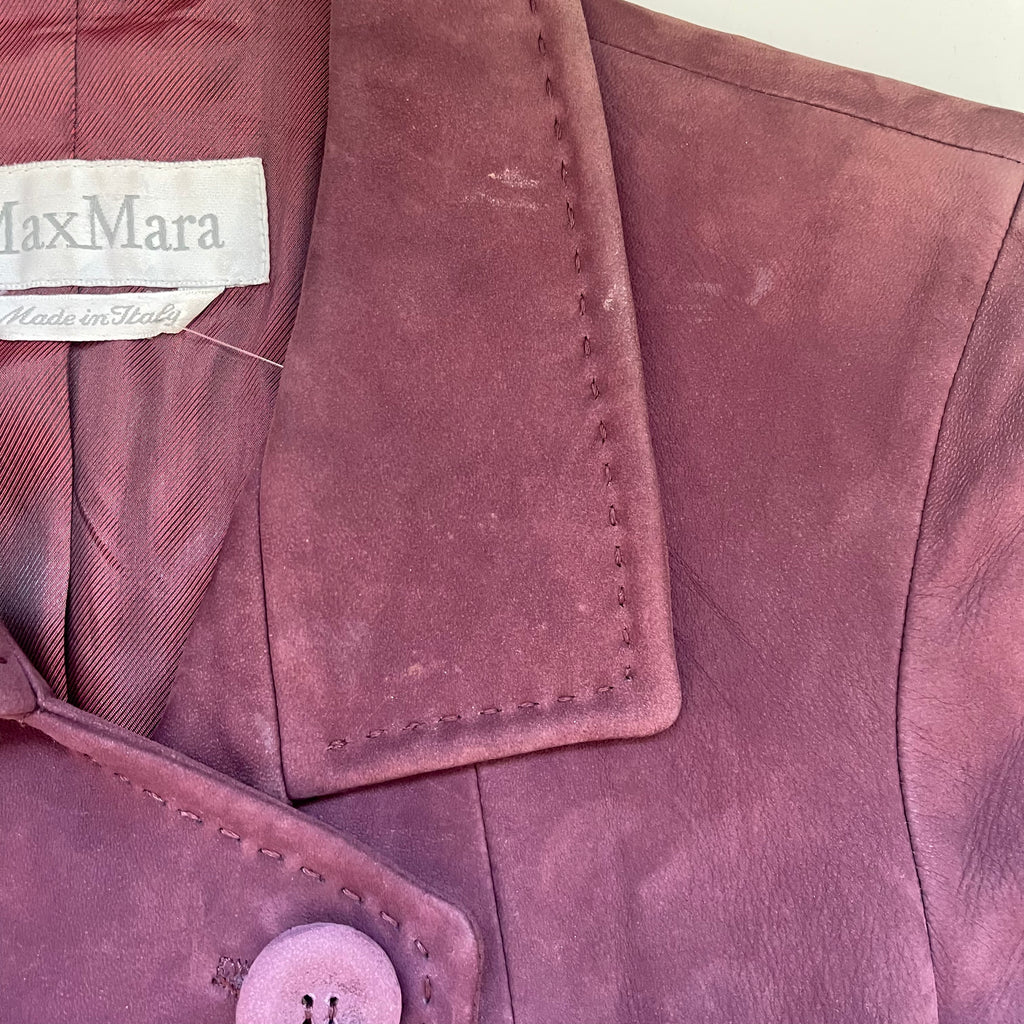 Max Mara UK12 Vintage Suede Leather Jacket