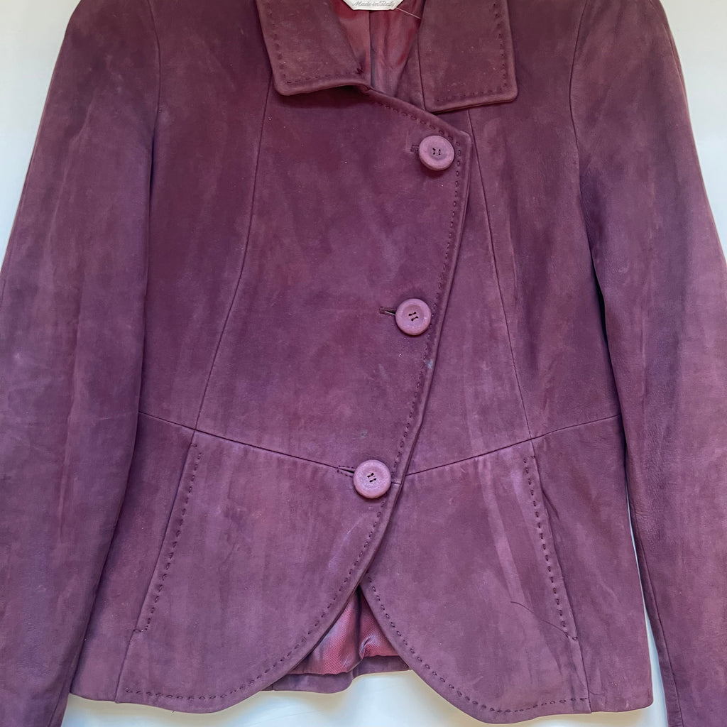Max Mara UK12 Vintage Suede Leather Jacket