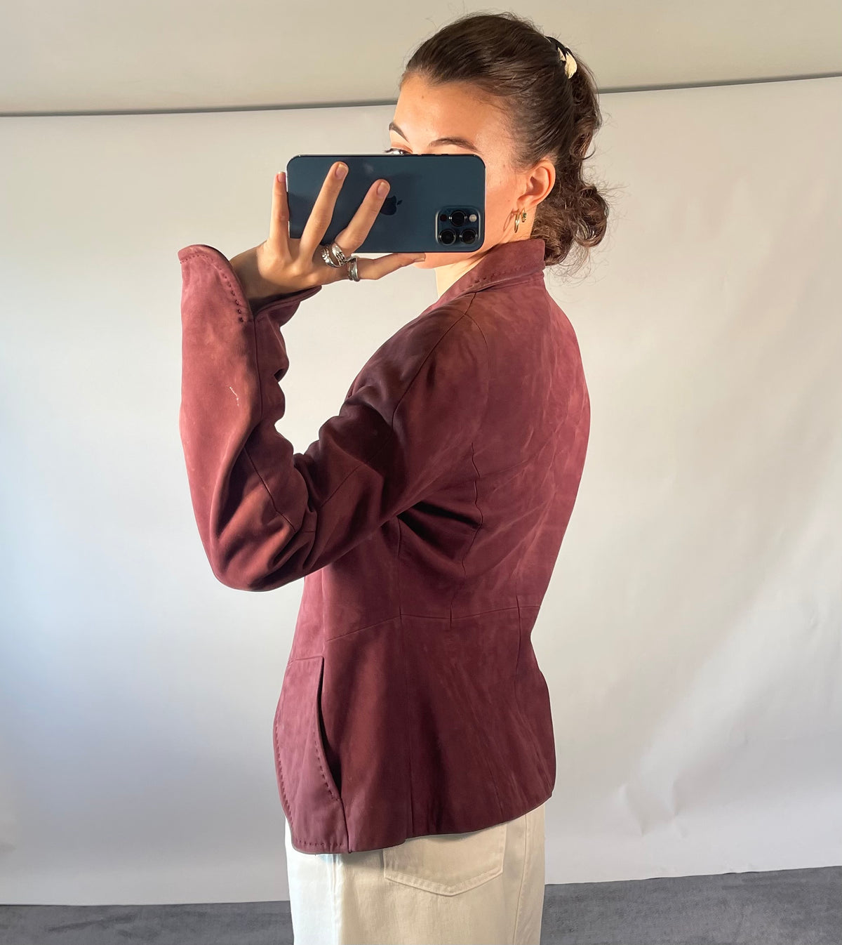 Max Mara UK12 Vintage Suede Leather Jacket