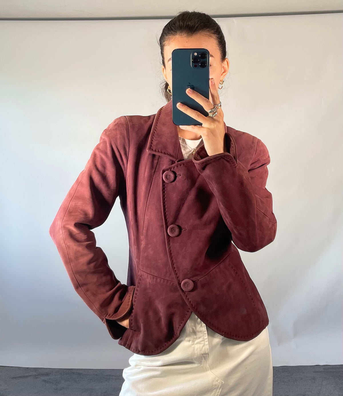 Max Mara UK12 Vintage Suede Leather Jacket