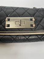 CHANEL 2008/9 Black Lambskin East West Cream Trim