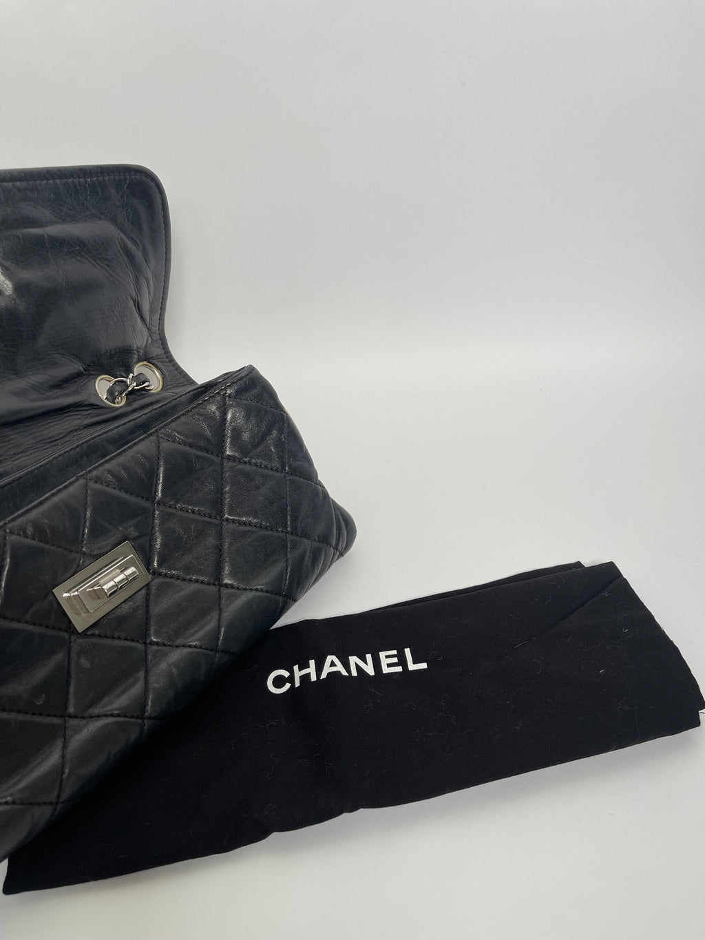 CHANEL 2008/9 Black Lambskin East West Cream Trim