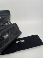 CHANEL 2008/9 Black Lambskin East West Cream Trim