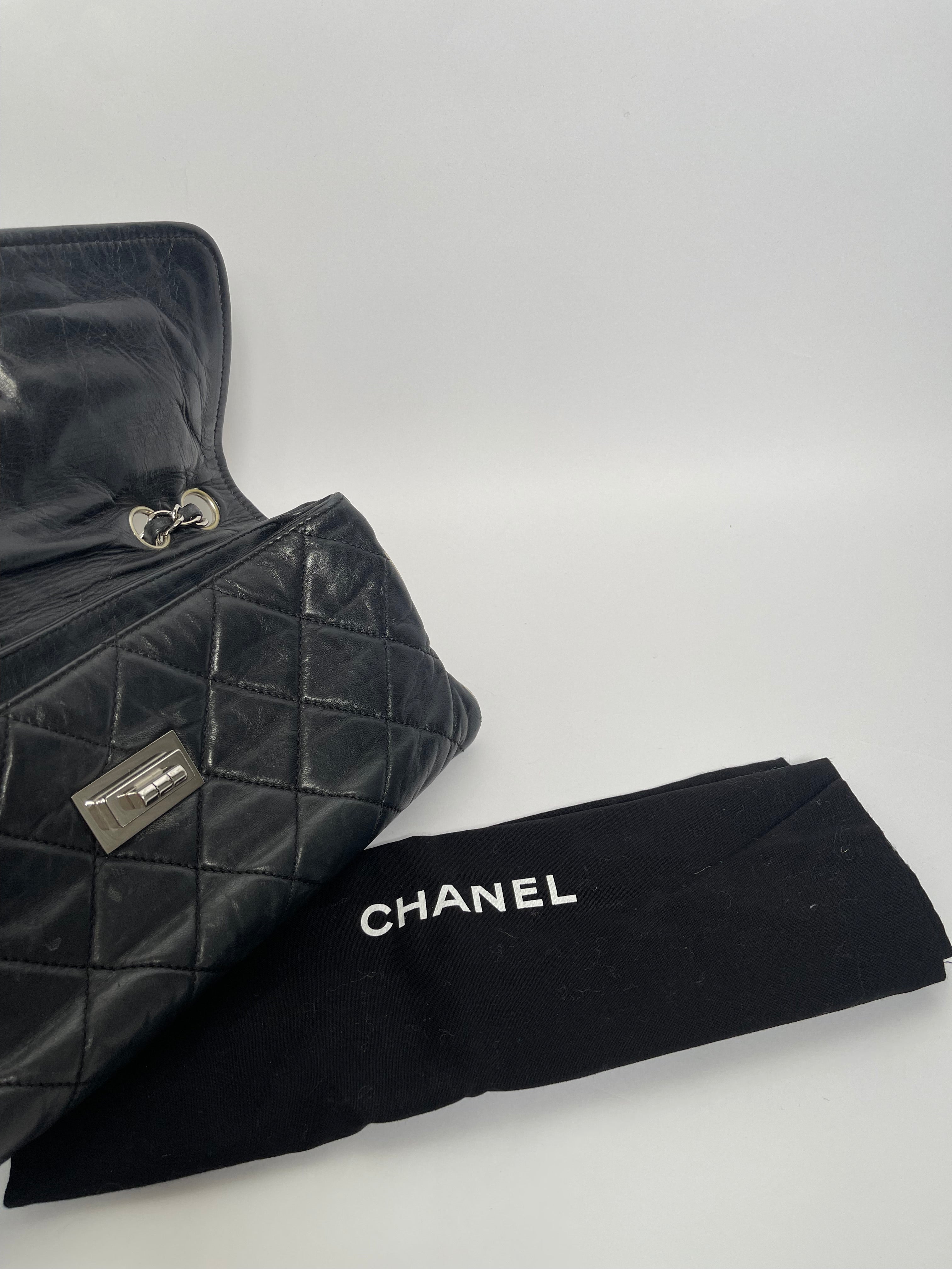 CHANEL 2008/9 Black Lambskin East West Cream Trim