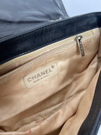 CHANEL 2008/9 Black Lambskin East West Cream Trim