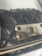 CHANEL 2008/9 Black Lambskin East West Cream Trim