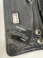 CHANEL 2008/9 Black Lambskin East West Cream Trim