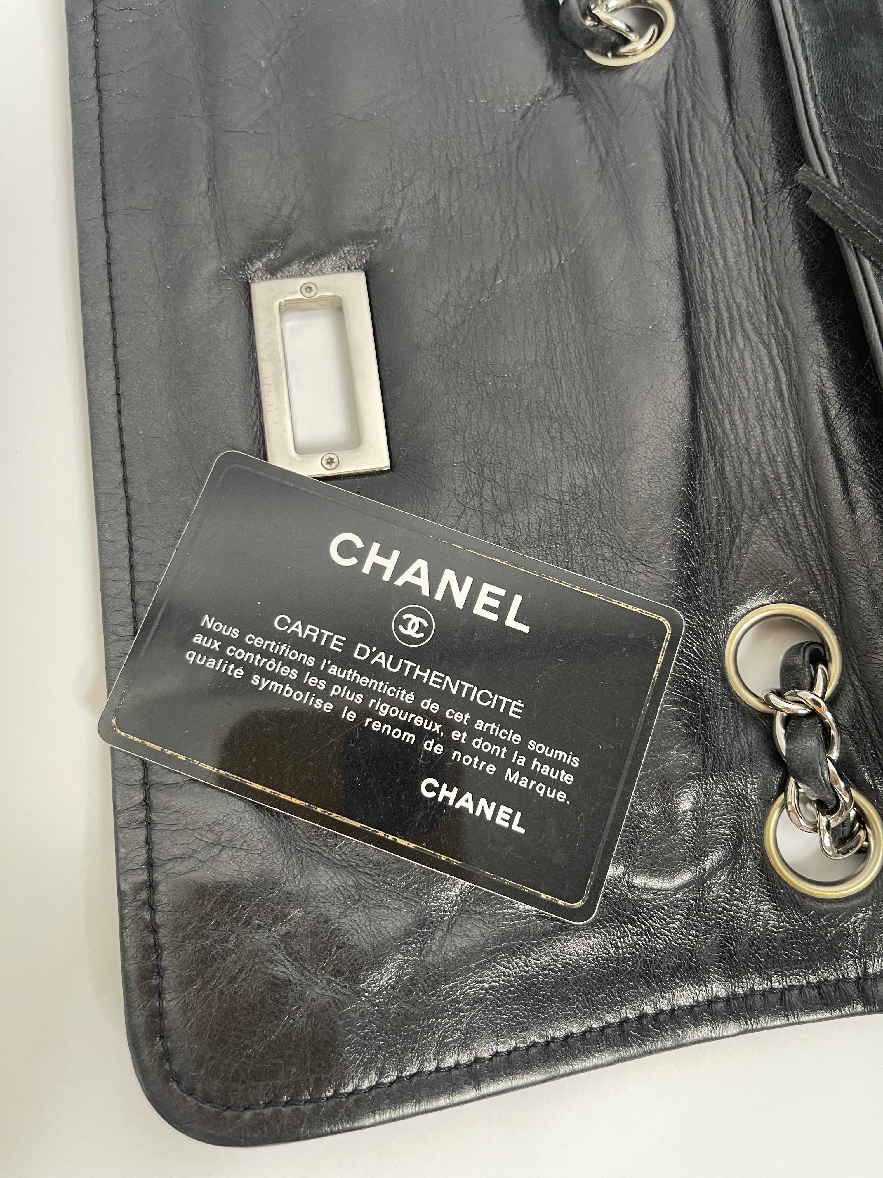CHANEL 2008/9 Black Lambskin East West Cream Trim
