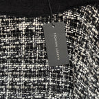 MSGM Black and White Tweed Skirt with Fringed Hem