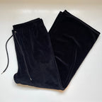 Nili Lotan Black Velvet Wide-Leg Drawstring Trousers