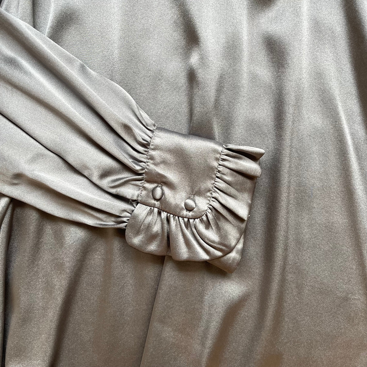 Dea Kudibal Grey Silk Satin Blouse with Balloon Sleeves