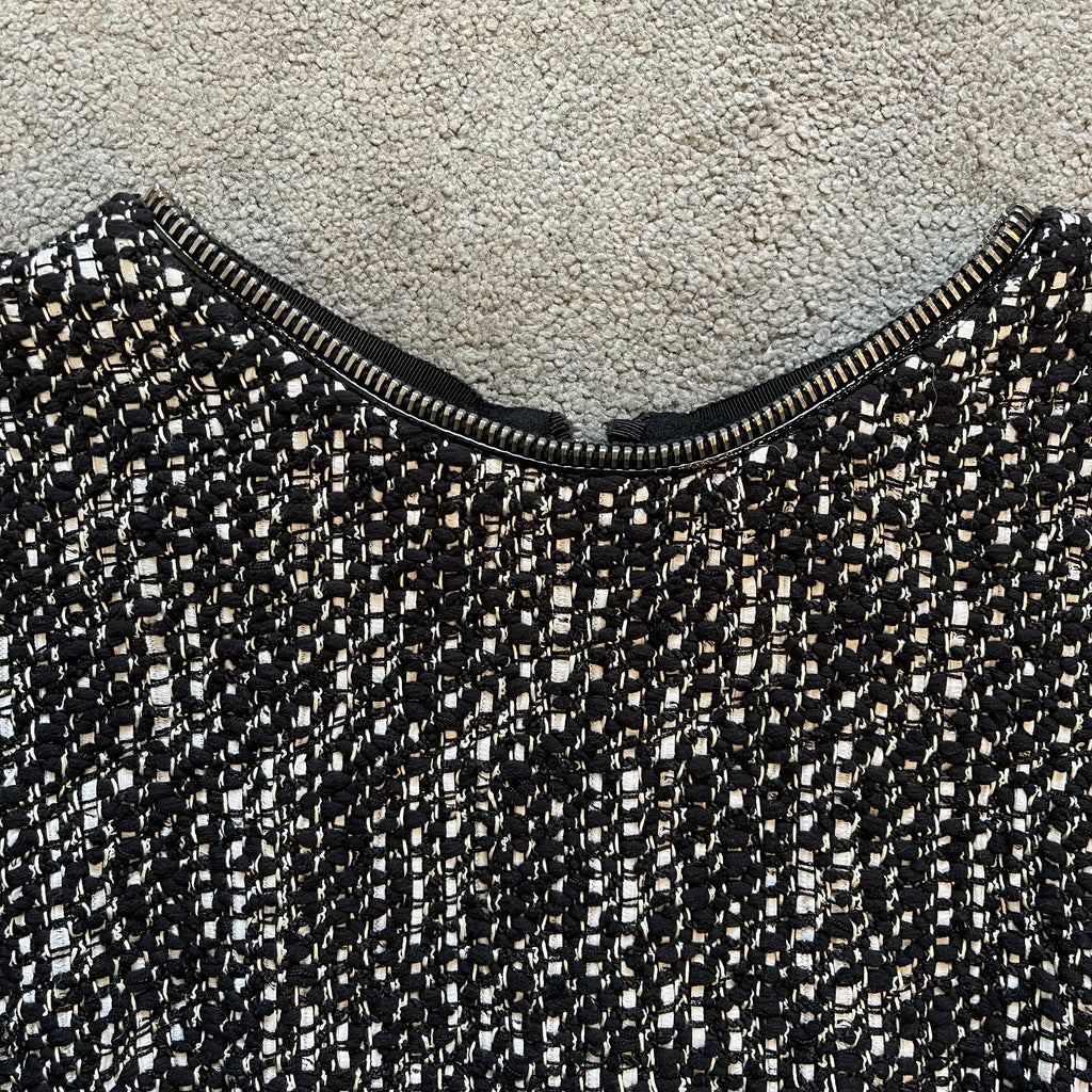 Alexander McQueen Black and White Tweed Pencil Dress
