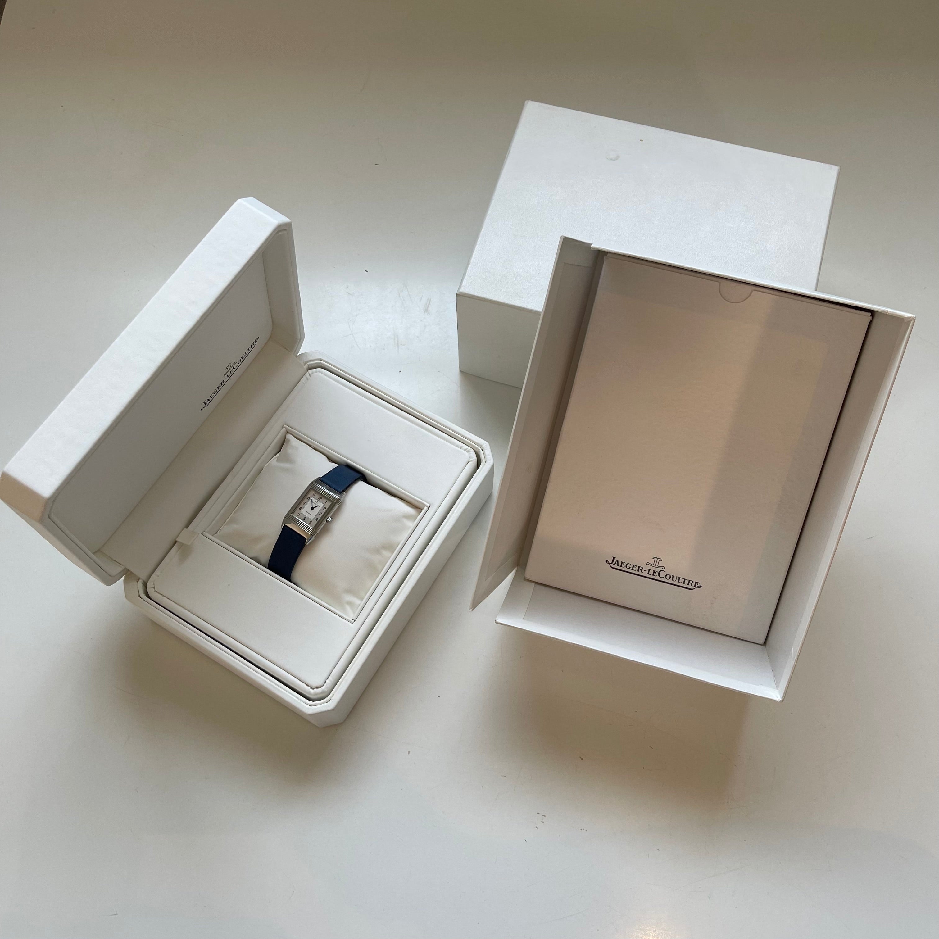 Jaeger-LeCoultre Vintage Reverso Watch Stainless Steel Case Blue Strap