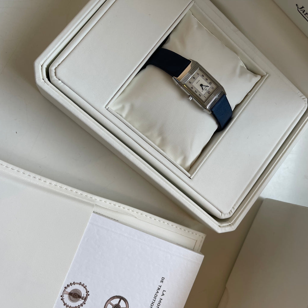 Jaeger-LeCoultre Vintage Reverso Watch Stainless Steel Case Blue Strap