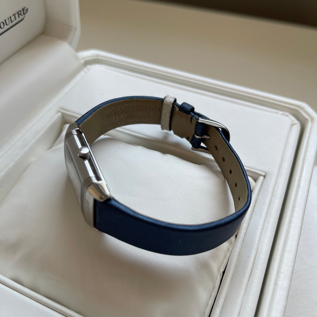 Jaeger-LeCoultre Vintage Reverso Watch Stainless Steel Case Blue Strap